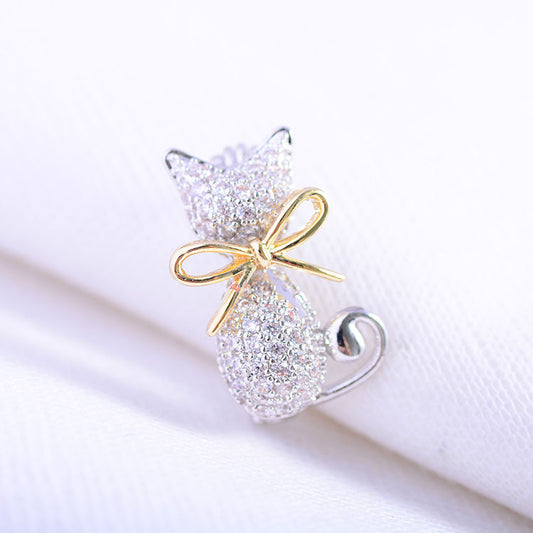 SBC002 日韓萌系貓咪蝴蝶結襯衫胸針