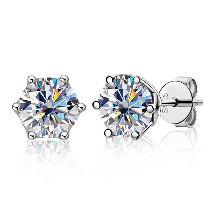 SER001 純銀925 莫桑石 (1.0 CT) Twinkle 耳環一對