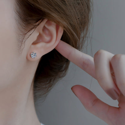 SER001 純銀925 莫桑石 (1.0 CT) Twinkle 耳環一對