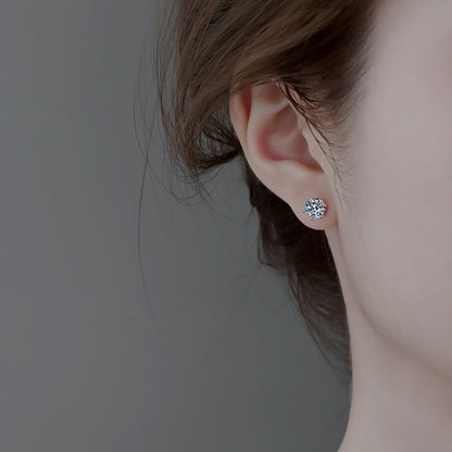 SER001 純銀925 莫桑石 (1.0 CT) Twinkle 耳環一對