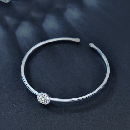 SBG001 純銀925 莫桑石 (1.0 CT) Slim Round 手鐲