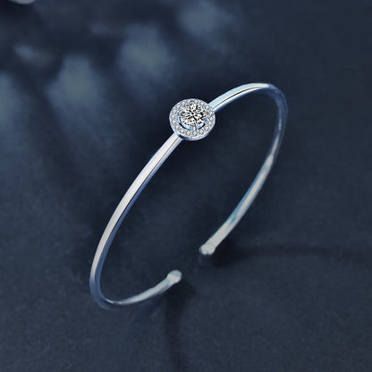 SBG001 純銀925 莫桑石 (1.0 CT) Slim Round 手鐲