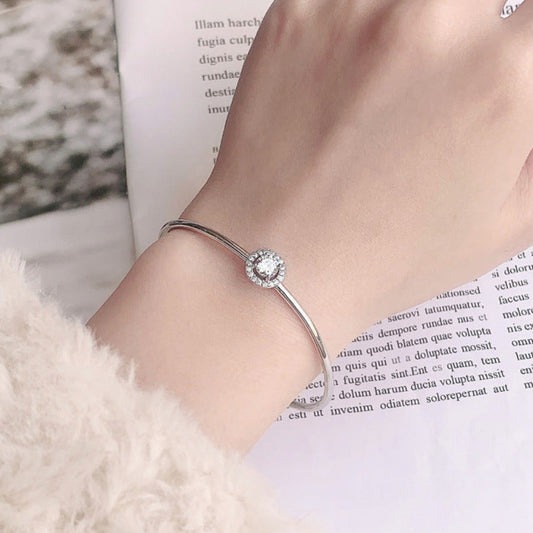 SBG001 純銀925 莫桑石 (1.0 CT) Slim Round 手鐲