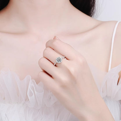 SRG001 純銀925 莫桑石 (1.0 CT) Twinkle Round 戒指 (開口)