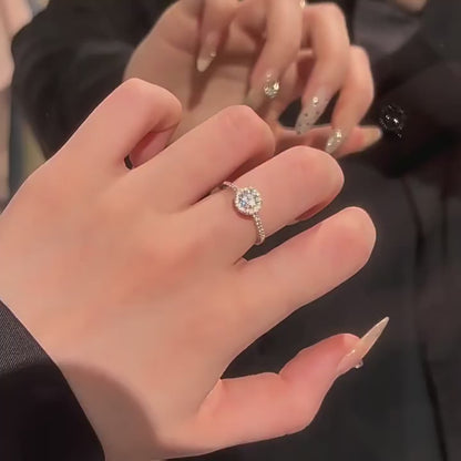 SRG001 純銀925 莫桑石 (1.0 CT) Twinkle Round 戒指 (開口)